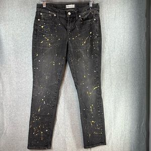 Madewell Jeans Slim BoyJean 27 (30) Black Seneca Paint Splatter Stretch